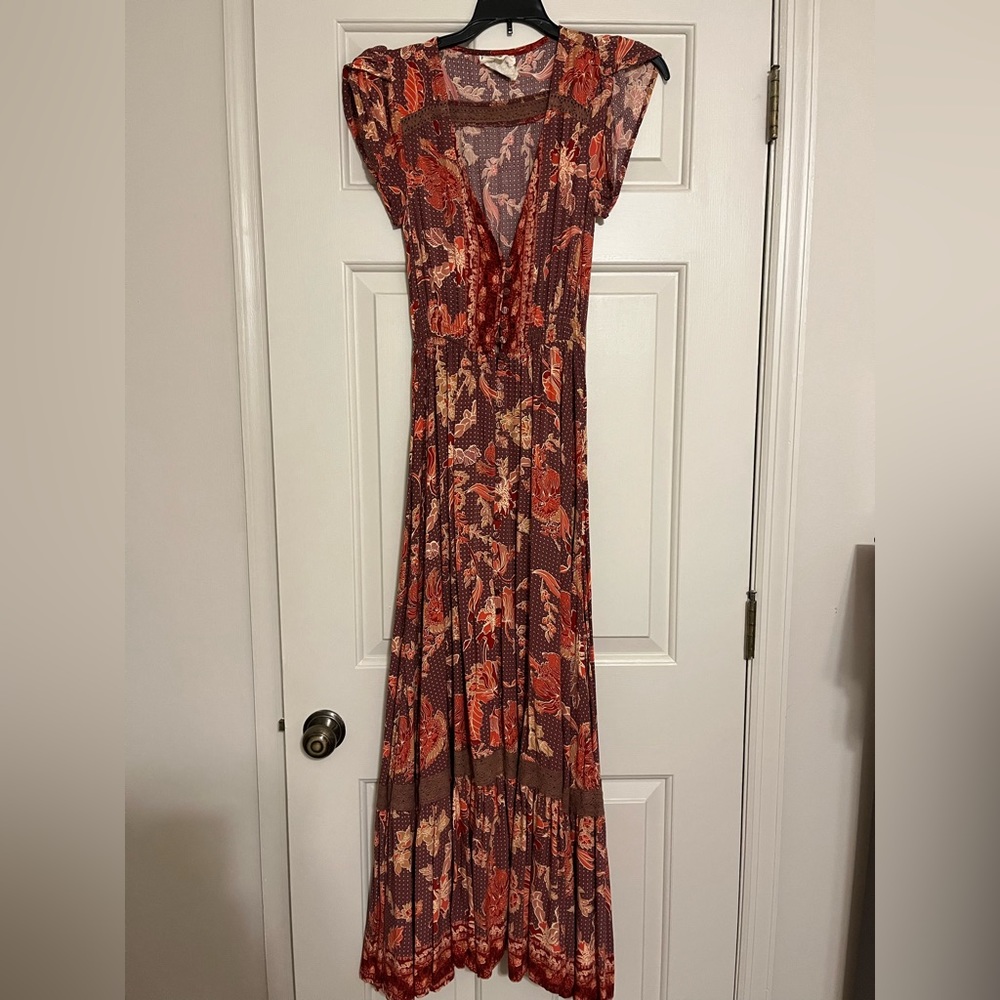 Jaase S burgundy floral maxi dress